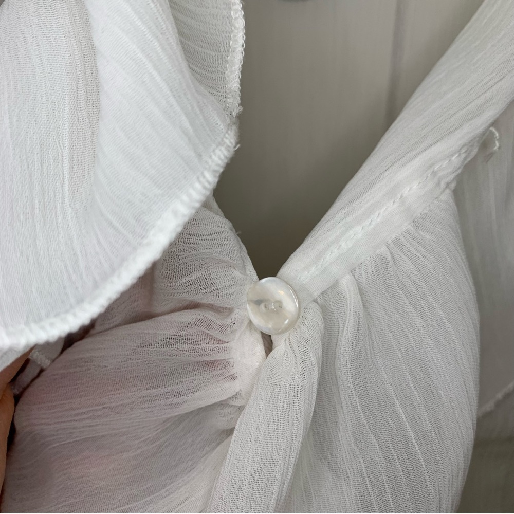 Baranda White Sheer Ruffle Blouse Size Small - Picture 7 of 14